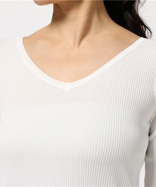 archives（アルシーヴ）の「【店舗限定商品】Vネックリブトップス（ニット/セーター・レディース・アイボリー/カーキ/ネイビー/イエロー・MEDIUM）」の8枚目の写真