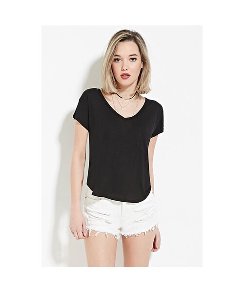 FOREVER 21（フォーエバー トゥエンティーワン）の「ダメージカットオフデニムショートパンツ（f21_bottom_short_pants・レディース・BLACK/CREAM/MINT/PINK・24/25        /26        /27        /28        ）」の2枚目の写真