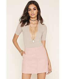 FOREVER 21 | ボタンフロントフェイクレザースカート(スカート)