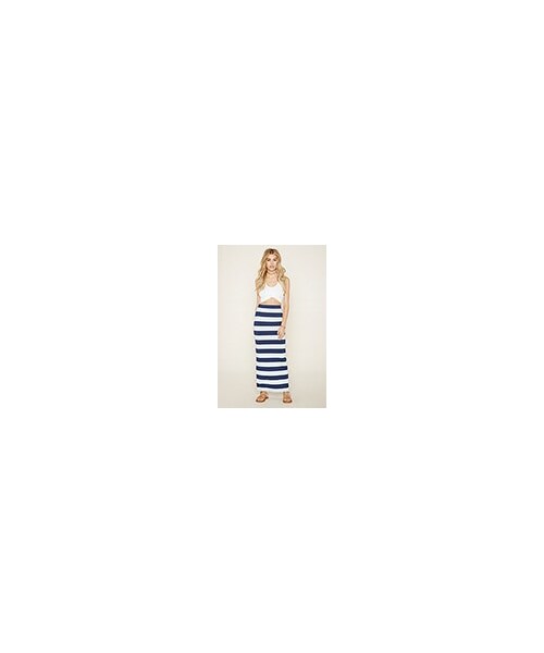 FOREVER 21(フォーエバー トゥエンティーワン)の「ボーダーマキシスカート(f21_bottom_skirt・レディース・NAVY/CLOUD・Small/Medium/Large)」の2枚目の写真