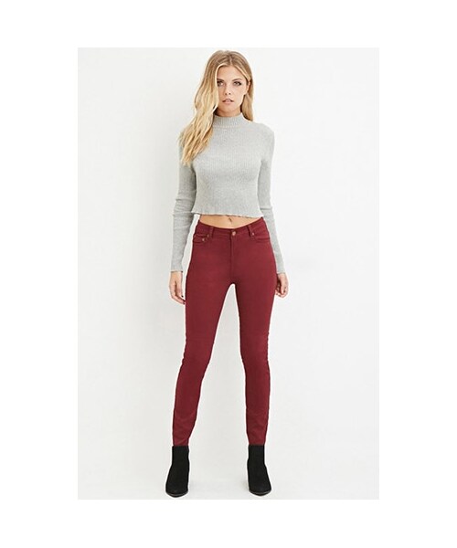 FOREVER 21(フォーエバー トゥエンティーワン)の「クラシックスキニージーンズ(f21_bottom_jeans・レディース・BLACK/BURGUNDY/HUNTER GREEN/WHITE/MAUVE・25/26/24/27/28)」の5枚目の写真