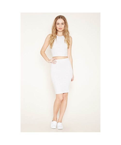 FOREVER 21（フォーエバー トゥエンティーワン）の「コットンブレンドペンシルスカート（f21_bottom_skirt・レディース・BLACK/CHARCOAL HEATHER/COFFEE/WHITE/HEATHER GREY/TOMATO/SILVER/CLOUD・X-Small/Small/Medium/Large）」の7枚目の写真