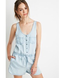 FOREVER 21 | シャンブレーミリタリーロンパース(オールインワン・サロペット)