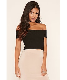 FOREVER 21 | リブオフショルダークロップトップ(トップス)