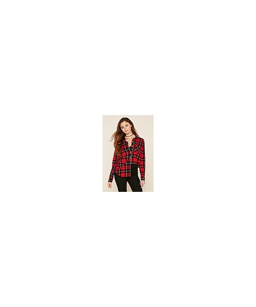 FOREVER 21（フォーエバー トゥエンティーワン）の「フランネルチェックシャツ（f21_top_blouse_shirt・レディース・RED/BLACK・Small/Medium/Large）」の2枚目の写真