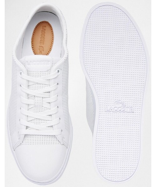 LACOSTE（ラコステ）の「Lacoste Showcourt Lace 1 White Leather Sneakers（スニーカー・レディース・White・US 10）」の4枚目の写真