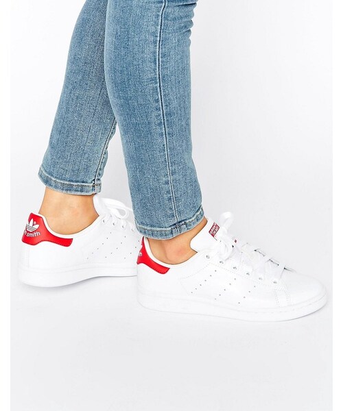 red and white adidas stan smith