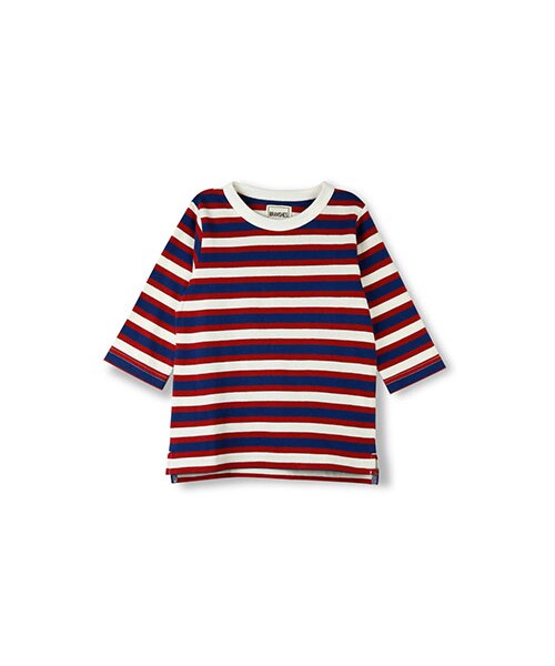 BRANSHES（ブランシェス）の「ボーダー7分袖Tシャツ（Tシャツ/カットソー・キッズ・杢グレー/アイボリー・80～150）」の2枚目の写真