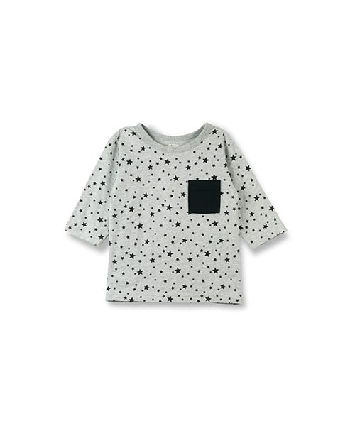 BRANSHES（ブランシェス）の「星柄プリント7分袖Tシャツ（Tシャツ/カットソー・キッズ・ロイヤルブルー/杢グレー・80～150）」の2枚目の写真