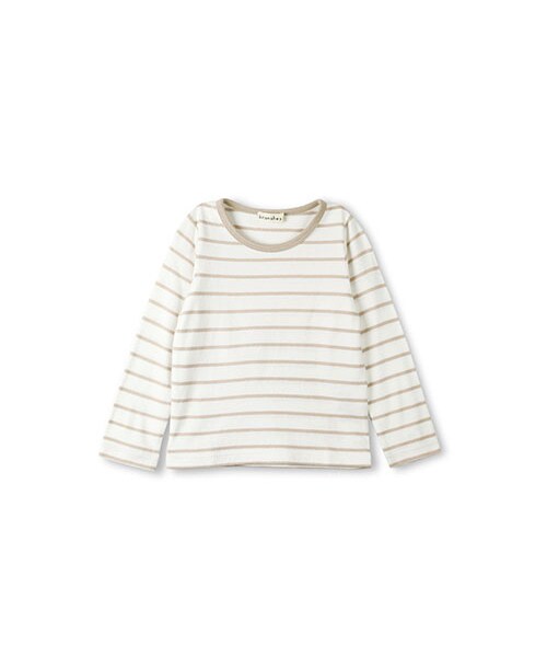 BRANSHES（ブランシェス）の「ボーダー長袖Tシャツ（Tシャツ/カットソー・キッズ・ベージュ/ネイビーブルー/グリーン・80～150）」の2枚目の写真