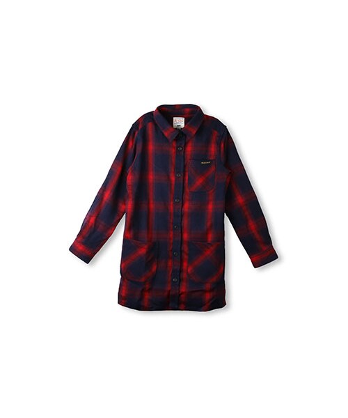 RADCHAP（ラッドチャップ）の「オンブレチェックシャツコート（シャツ/ブラウス・キッズ・ネイビーブルー/レッド・90～130）」の2枚目の写真