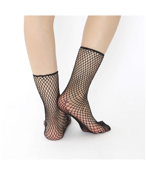 靴下屋（クツシタヤ）の「トーションフィッシュネットショートソックス（ソックス・靴下・レディース・オフホワイト/クロ/グレージュ/ローズピンク/カーキ・22.0～24.0cm）」の9枚目の写真