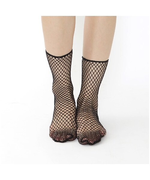 靴下屋（クツシタヤ）の「トーションフィッシュネットショートソックス（ソックス・靴下・レディース・オフホワイト/クロ/グレージュ/ローズピンク/カーキ・22.0～24.0cm）」の7枚目の写真
