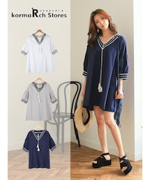 KORMARCH | 総柄半袖ロングワンピース(Tシャツ/カットソー)