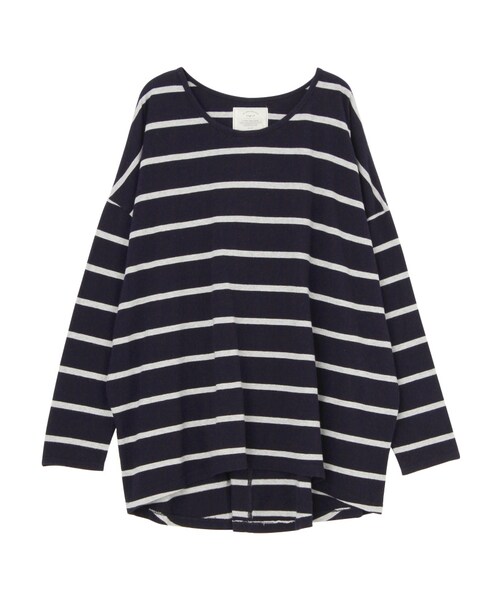 Ungrid（アングリッド）の「ルーズボーダーロングスリーブTee（トップス・レディース・オフホワイト/ブラック/オレンジ/ネイビー/カーキ・F）」の4枚目の写真