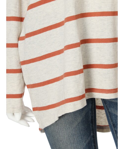 Ungrid（アングリッド）の「ルーズボーダーロングスリーブTee（トップス・レディース・オフホワイト/ブラック/オレンジ/ネイビー/カーキ・F）」の12枚目の写真