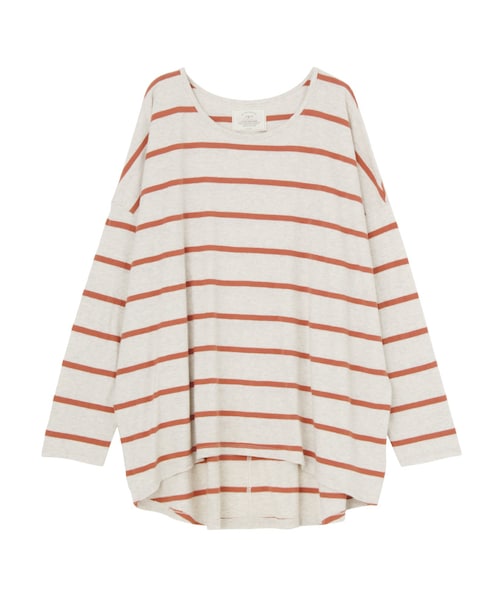 Ungrid（アングリッド）の「ルーズボーダーロングスリーブTee（トップス・レディース・オフホワイト/ブラック/オレンジ/ネイビー/カーキ・F）」の5枚目の写真