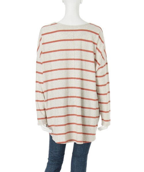 Ungrid（アングリッド）の「ルーズボーダーロングスリーブTee（トップス・レディース・オフホワイト/ブラック/オレンジ/ネイビー/カーキ・F）」の8枚目の写真