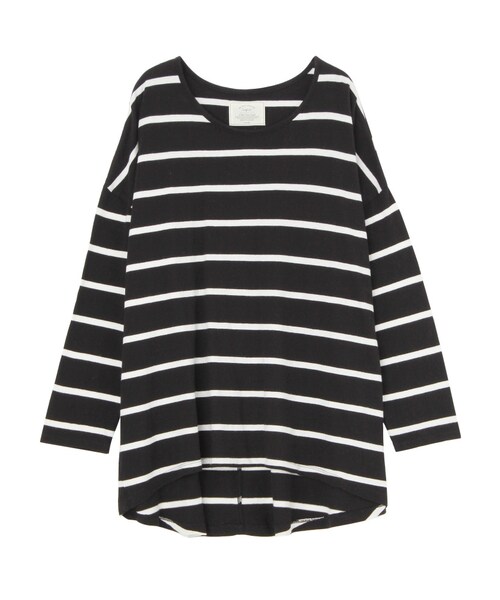 Ungrid（アングリッド）の「ルーズボーダーロングスリーブTee（トップス・レディース・オフホワイト/ブラック/オレンジ/ネイビー/カーキ・F）」の2枚目の写真