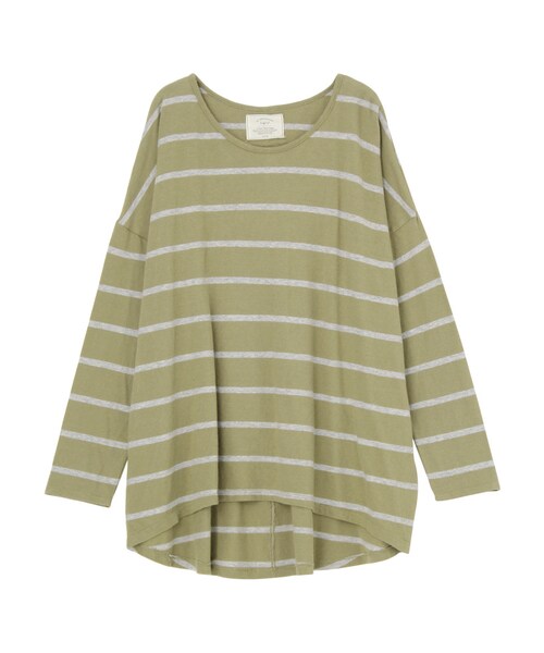 Ungrid（アングリッド）の「ルーズボーダーロングスリーブTee（トップス・レディース・オフホワイト/ブラック/オレンジ/ネイビー/カーキ・F）」の3枚目の写真