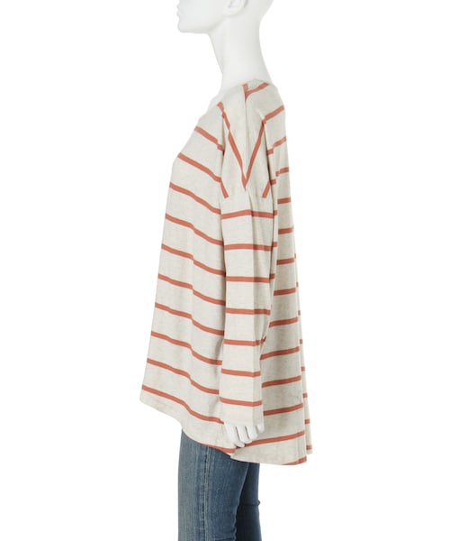 Ungrid（アングリッド）の「ルーズボーダーロングスリーブTee（トップス・レディース・オフホワイト/ブラック/オレンジ/ネイビー/カーキ・F）」の7枚目の写真