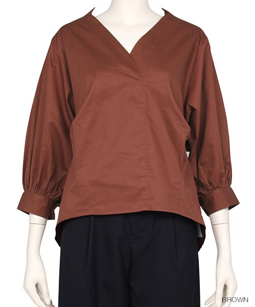 RANDA（ランダ）の「【2016AW新作】ドルマンVネックギャザーブラウス/BB0636/YB[0830]（トップス・レディース・ベージュ/ブラウン/ホワイト・0/1）」の2枚目の写真