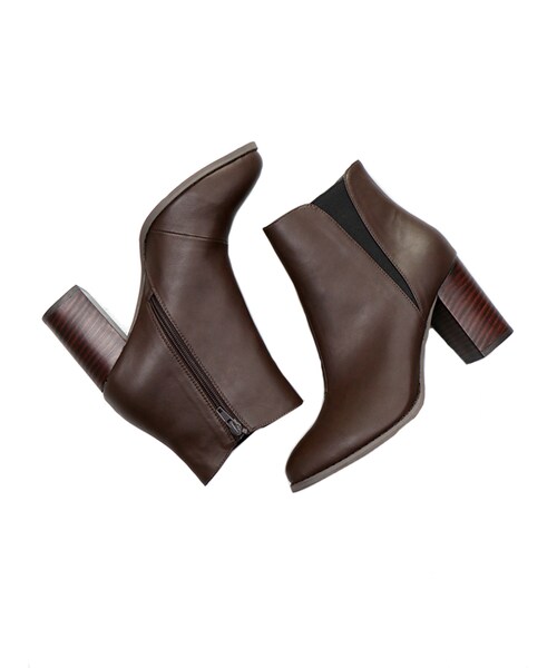 31 Sons de mode（トランテアン　ソン　ドゥ　モード）の「チャンキーヒールサイドゴアブーツ（シューズ・レディース・ブラック/ブラウン・S/M/L）」の2枚目の写真