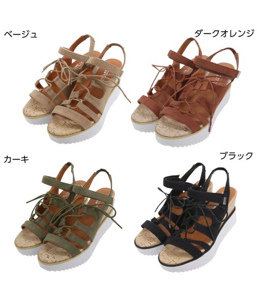 KOBE LETTUCE（コウベレタス）の「旬な足元を演出してくれる！マジックテープアンクルベルト☆異素材ウェッジ厚底ソールギリーサンダル[I1170]（スニーカー・レディース・other・FREE）」の2枚目の写真