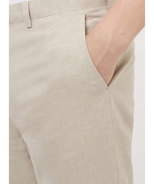 TOPMAN(トップマン)の「Stone Linen Mix Skinny Fit Cropped Suit Trousers(その他パンツ・メンズ・Beige・30S/32S/34S/28R/30R/32R/34R/36R/38R/30L/32L/34L/36L)」の2枚目の写真