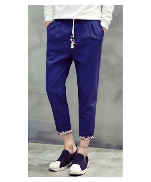 No Brand ノーブランド の 新品輸入 メンズ ９分丈パンツ ネイビー サイズl その他パンツ Wear