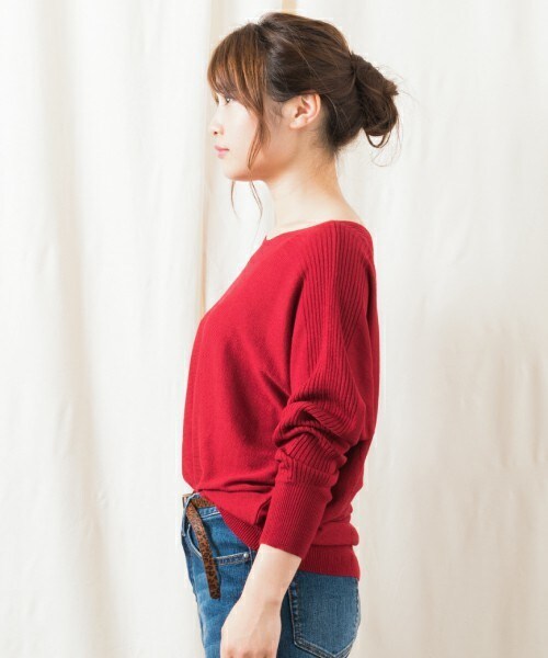 INTERPLANET（インタープラネット）の「《WEARISTA 三橋栄香セレクト》ソリストヒートドルマンニット（ニット/セーター・レディース・ブラック/グレー/キャメル/ワイン・FREE）」の5枚目の写真