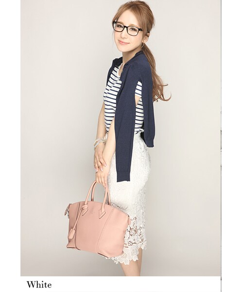 Rocotta by MOERY（ロコッタ）の「Rocotta(ロコッタ) 美丈レースタイトスカート（スカート・レディース・ホワイト/ネイビー/アイスブルー/スモーキーピンク・FREE）」の9枚目の写真