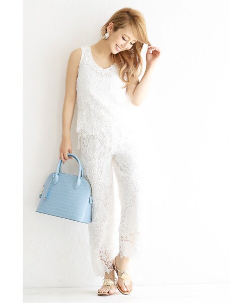 Rocotta by MOERY（ロコッタ）の「Rocotta(ロコッタ)　美丈レースタンクトップ(単品)（タンクトップ・レディース・ホワイト/カーキ/ネイビー/ブラック・FREE）」の8枚目の写真