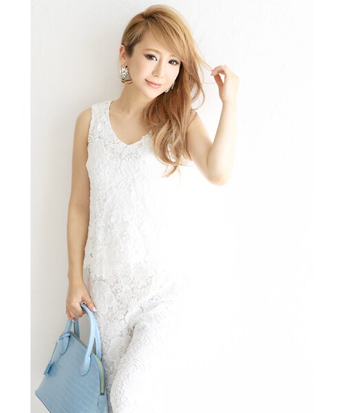 Rocotta by MOERY（ロコッタ）の「Rocotta(ロコッタ)　美丈レースタンクトップ(単品)（タンクトップ・レディース・ホワイト/カーキ/ネイビー/ブラック・FREE）」の9枚目の写真