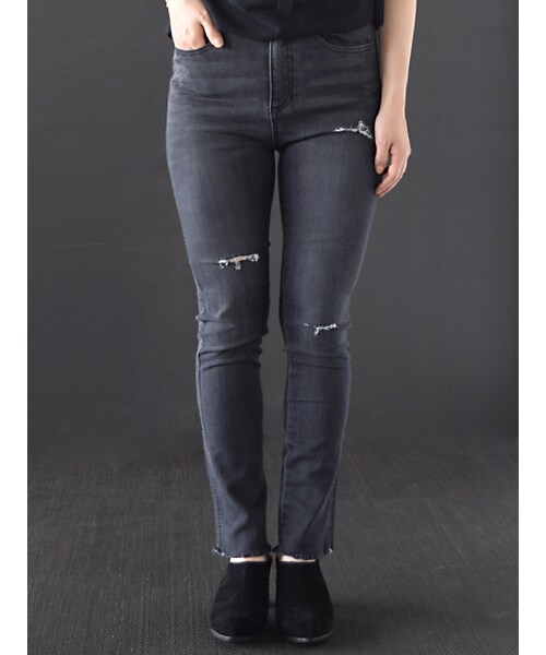 w closet（ダブルクローゼット）の「【A/W】ダメージスキニーパンツ（パンツ・レディース・Dブルー/グレー・FREE）」の3枚目の写真