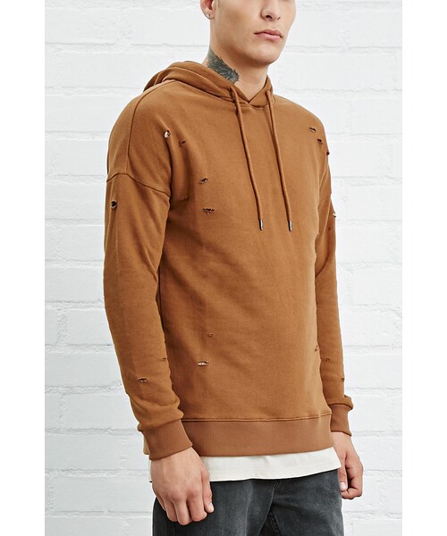 FOREVER 21（フォーエバー トゥエンティーワン）の「[MEN]ダメージフレンチテリーパーカー（トップス・メンズ・MAUVE/BROWN・XS/S/M/L）」の6枚目の写真