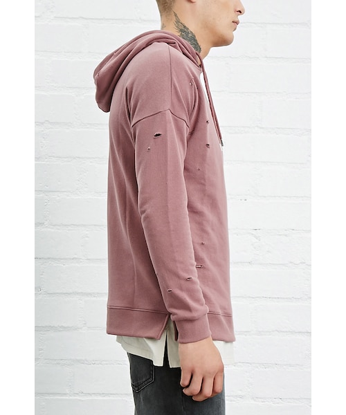 FOREVER 21（フォーエバー トゥエンティーワン）の「[MEN]ダメージフレンチテリーパーカー（トップス・メンズ・MAUVE/BROWN・XS/S/M/L）」の2枚目の写真