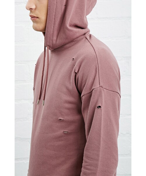 FOREVER 21（フォーエバー トゥエンティーワン）の「[MEN]ダメージフレンチテリーパーカー（トップス・メンズ・MAUVE/BROWN・XS/S/M/L）」の5枚目の写真