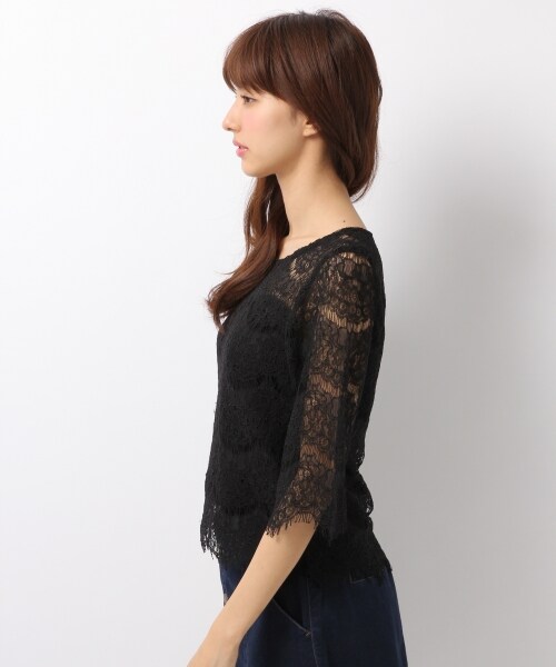 Heather（ヘザー）の「ランジェリーレースプルオーバー（トップス・アイボリー/ブラック・FREE）」の3枚目の写真