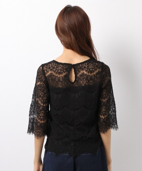 Heather（ヘザー）の「ランジェリーレースプルオーバー（トップス・アイボリー/ブラック・FREE）」の4枚目の写真