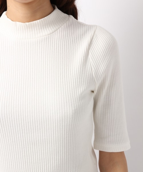 Heather（ヘザー）の「ボトルネックテレコパワショル5分袖（トップス・オフホワイト/ブラック/カーキ・FREE）」の8枚目の写真