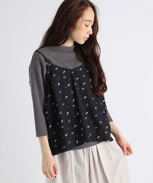 studio CLIP（スタディオクリップ）の「ポリエステルフラワーキャミセットプルオーバー（トップス・ブラック/ネイビー・M/L）」の15枚目の写真