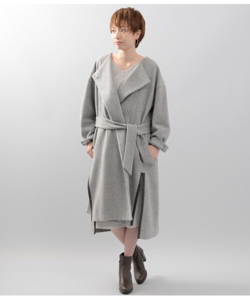 LE JUN（ルジュン）の「ウールモッサガウンコート（ジャケット/アウター・グレー/ベージュ・S/M）」の2枚目の写真