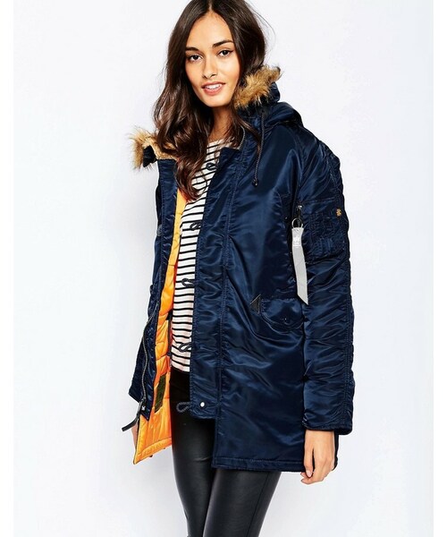 contrast lined faux fur hood parka coat