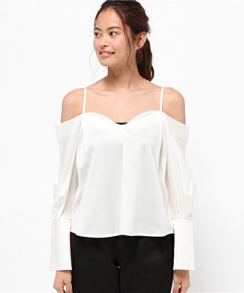 mame（マメ）の「mame オフショルダーフレアトップス（その他トップス・レディース・ホワイト/ブラック・1）」の3枚目の写真