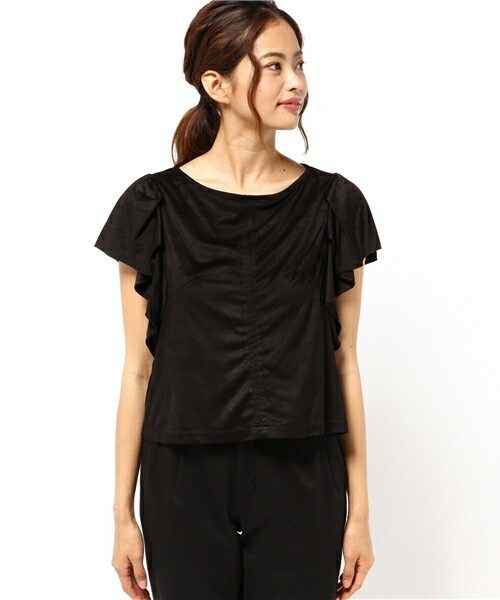 archives（アルシーヴ）の「スエードフレアスリーブトップス（シャツ/ブラウス・レディース・ブラック/カーキ/キャメル・MEDIUM）」の4枚目の写真