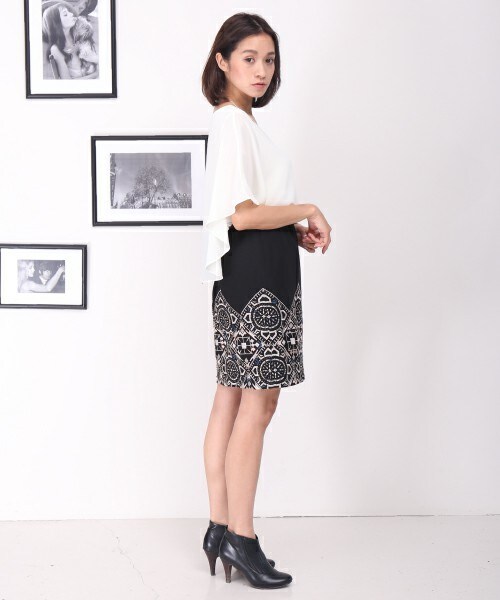 Bou Jeloud（ブージュルード）の「刺繍パッチワークタイトスカート（スカート・レディース・ブラック/マスタード・38）」の9枚目の写真