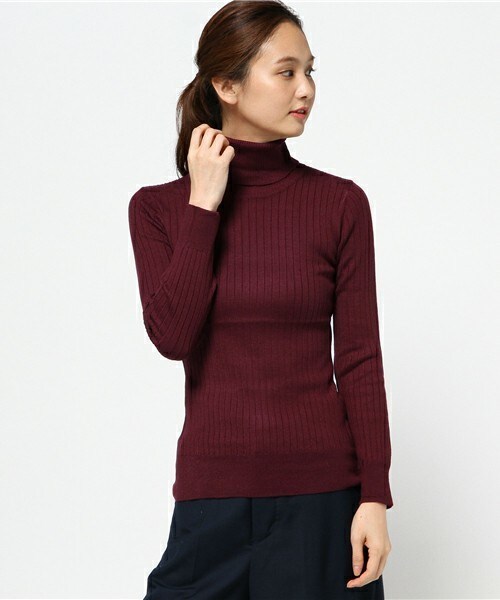 Bou Jeloud（ブージュルード）の「【AWカタログ掲載】ツインヒートリブタートル（ニット/セーター・レディース・オフホワイト/ブラック/ダークブルー/キャメル/ボルドー・FREE）」の5枚目の写真