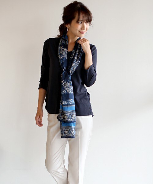 Bou Jeloud（ブージュルード）の「【AWカタログ掲載】4WAYパネルスカーフチュニック（Tシャツ/カットソー・レディース・ブルー/オレンジ・FREE）」の5枚目の写真