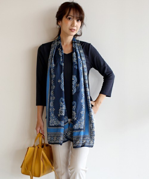 Bou Jeloud（ブージュルード）の「【AWカタログ掲載】4WAYパネルスカーフチュニック（Tシャツ/カットソー・レディース・ブルー/オレンジ・FREE）」の6枚目の写真